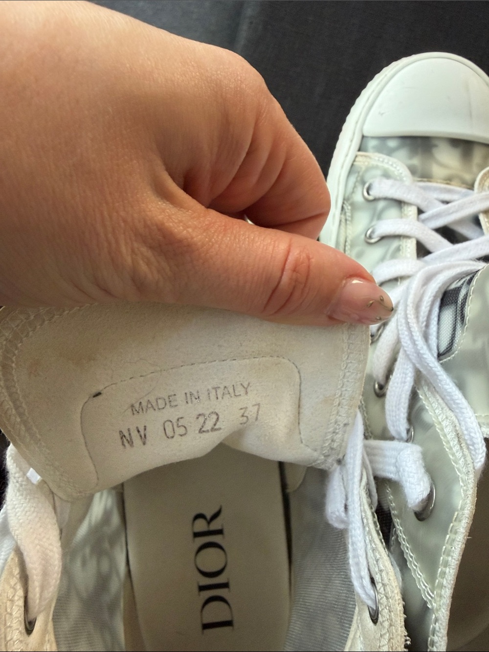 Dior High-Top Sneakers in Gray and White Monogram - Picture 7 of 10